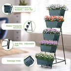 5 Tier Vertical Raised Garden Bed Planter Box, Vertical Raised Bed with Drainage Holes for Indoor Outdoor Herbs Flowers Vegetables Plants,Green