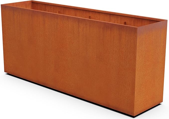PLANTERCRAFT Corten Steel Planter Rectangle Outdoor Metal Garden Box Heavy Duty | Made in USA | Fully Assembled
