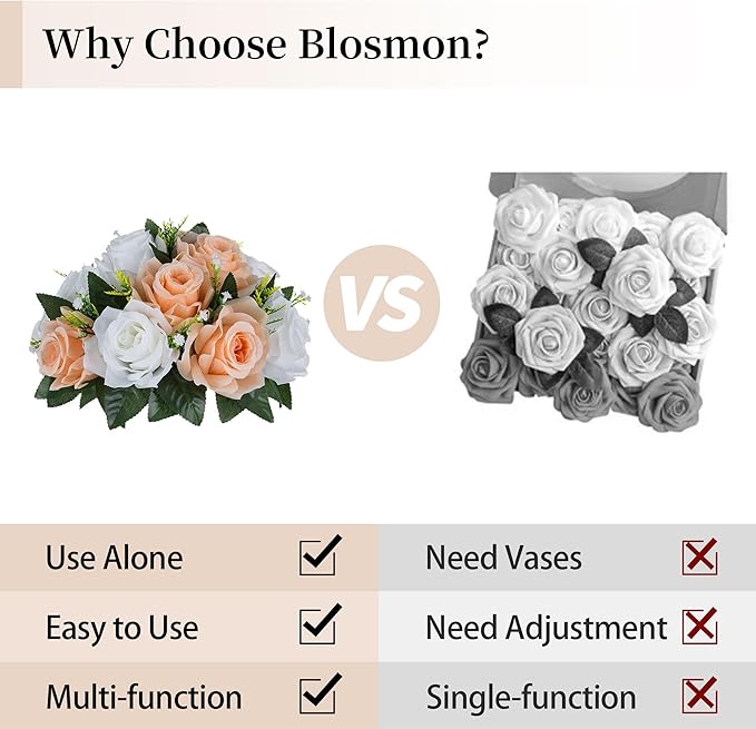Artificial Flower Balls, Peach Fuzz & White Silk Roses, 9.5 in