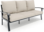 HOMREST Outdoor Couch Aluminum Patio Furniture Sofa, 3-Seat All-Weather Metal Outdoor Patio Furniture with Cushions, Beige