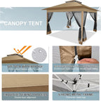 COBIZI 12x12 Pop up Gazebo on Clearance Canopy Tent, carpas para Patio, Outdoor Canopy with Portable Carrying Bag for Vendor, Outdoor Patio Gazebo for Garden, Backyard,Beach, Brown