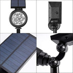 Solar Spotlights Outdoor, Bright 7-LED Landscape Spot Lights, Dusk-to-Dawn Waterproof Solar Powered Flag Pole Lights, Adjustable 2-in-1 Ground/Wall Mounted Lighting for Tree House Yard Garden (White)