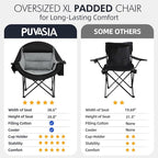 Oversized Camping Chair for Adults - Heavy Duty Outdoor Padded Large Lawn Camp Chair with Cup Holder Cooler Pockets for Sports Beach Fishing Garden Portable Supports 500lbs, Black/Grey 2 Pack