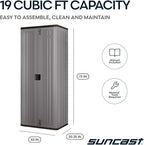Suncast Tall Storage Cabinet, Platinum Resin Garage Storage Cabinet with Doors & Shelves, Plastic, Lockable, Freestanding Utility Closet for Tools & Supplies, Made in USA