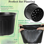 12-Pack 5 Gallon Flexible Plastic Plant Pots,Thickened Soft Seed Starting Container for Indoor Outdoor Plants, Seedlings, Vegetables, Succulents and Cuttings
