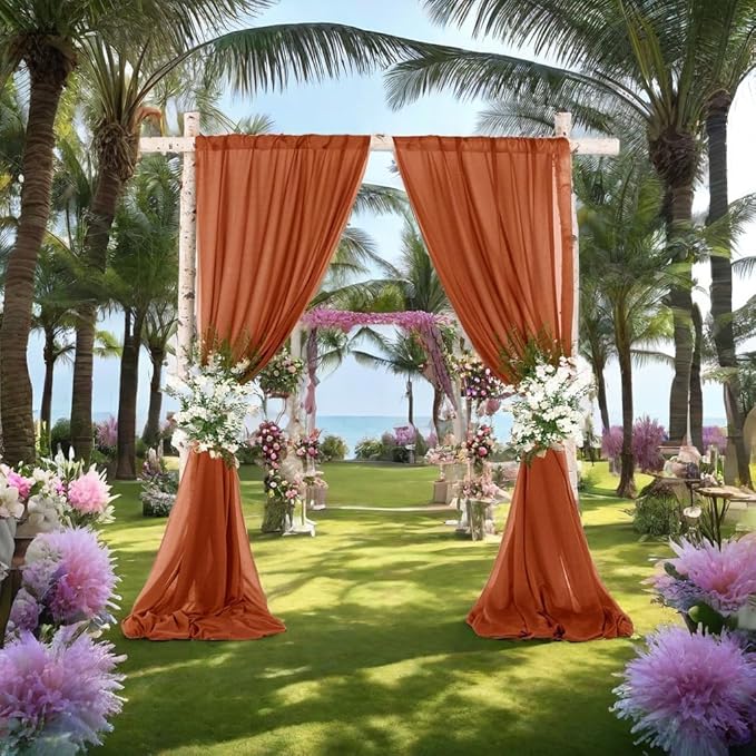 Outdoor Curtains: Sheer Gauze Arch Drapes, 2 Panels, 29 x 240 Inches