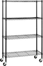 Amazon Basics 4-Shelf Heavy Duty Garage Shelving Storage Unit on 3" Wheel Casters, Adjustable Metal Wire Rack with Leveling Feet, 36" x 14" x 57.75", Black