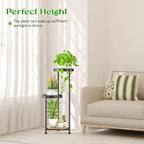 3 Tier Plant Stand Indoor Outdoor, Corner Tierd Metal Flower Shelf Pot Holder Clearance, Tall Multiple Plants Rack Narrow Display Organizer for Patio Orchid Office Porch Living Room Garden,Black