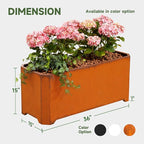 Corten Steel Planter Box-36"x15"x15"-Large Rectangular Planters For Outdoor Plants, Heavy Duty Rustic Tall Planter With Raised Support Feet For Patio, Deck, Garden, Yard, Drain Holes, Easy Assembly