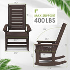GREENVINES Outdoor Rocking Chair Set | 3-Piece | Dark Brown Wood Grain | 2 Rocking Chairs with 1 Side Table | Porch Rocker | HDPE Plastic | Patio Furniture Sets