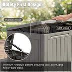 Greesum 110 Gallon Outdoor Storage Box with Lockable Lid, All-Weather Solution for Patio Furniture, Pool Supplies & Garden Tools, Waterproof, UV-Resistant Large Deck Box, Light Coffee