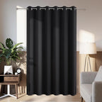 Joydeco Blackout Patio Sliding Door Curtains 96 Inches Long, Grommet Privacy Room Divider Curtains, Extra Wide Thermal Blackout Drapes for Bedroom Living Room (Black, 80Wx96L, 1 Panel)