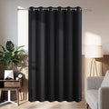 Joydeco Blackout Patio Sliding Door Curtains 90 Inches Long, Grommet Privacy Room Divider Curtains, Extra Wide Thermal Blackout Drapes for Bedroom Living Room (Black, 80Wx90L, 1 Panel)