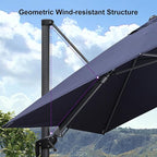PURPLE LEAF 9.8' X 9.8' Left-right Tilting Patio Umbrella Outdoor Cantilever Swivel Square Umbrella Aluminum Offset Umbrella with 360-degree Rotation for Garden Deck Pool Patio Navy Blue