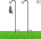 2 Pcs 45 Inch Shepherds Hook for Outdoor Adjustable Bird Feeder Pole Metal Steel Shepard Hooks for Hummingbird Stand Feeder Pole for Garden Plant, Lantern, Hanging Wedding Decor