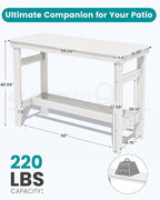 SERWALL 41" Outdoor Bar Table with 1.6" Umbrella Hole, HDPE Patio Bar Counter Height Table, All-Weather Rectangle Bar Table for Backyard, Garden, Poolside, Balcony - White