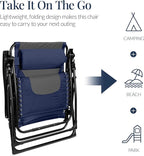 Best Choice Products Oversized Padded Zero Gravity Chair, Folding Outdoor Patio Recliner, XL Anti Gravity Lounger for Backyard w/Headrest, Cup Holder, Side Tray, Polyester Mesh - Navy/Gray