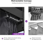 PURPLE LEAF Outdoor Retractable Pergolawith Curtains 10' x 13' Patio Aluminum Pergola with Sun Shade Canopy for Backyard Deck Garden Modern Metal Grill Gazebo, Gray