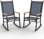Shintenchi 2 Pcs Outdoor Rocking Chairs Set,Upgraded High Back Patio Rocking Chairs Set,Breathable Textilene Fabric Rocking Chair for Porch,Patio,Garden,Balcony,Dark Grey