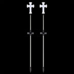 Alpine Corporation 34" Tall Outdoor Solar Powered Cross Pathway Light Stakes (Set of 2)
