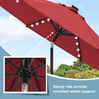 ABCCANOPY Durable Solar Led Patio Umbrellas with 32LED Lights 11FT (Burgundy)
