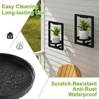 BAOYOUNI 2 Pack Picture Frame Wall Plant Holder with Light,Metal Window Plant Shelf，Modern Floating Plant Stand for Indoor Outdoor Patio Balcony Garden Living Room Bedroom
