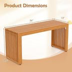 Patio Bench, 36-Inch Acacia Wood Slatted Design in Teak
