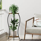 Plant Stand Indoor, 2 Tier Round Tall Plant Stand, Flower Pot Stand, Plant Shelf Rack, Corner Plant Stand for Planter Garden Balcony Patio Living Room