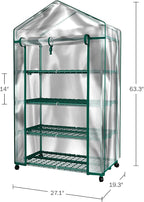 4 Tier Mini Greenhouse - Portable Greenhouse with Locking Wheels and PVC Cover for Indoor or Outdoor - 27 x 19 x 63-Inch Green House by Pure Garden