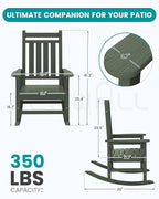 SERWALL Oversized Outdoor Rocking Chair Set of 4, HDPE Rocker for Adults, Patio Rocking Chairs for Porch, Avocado Green