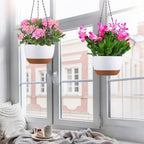 Hanging Planters for Indoor Plants, Set of 2 8/10 Inch Self-Watering Hanging Pots with Drainage Hole & Removable Water-Storage Tray II Screw-in Hooks