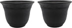 The HC Companies Sierra Round Self-Watering Pot - Lightweight Plastic Planter for Herbs & More - Durable Plant Pots for Indoor Plants & Outdoor Plants (16” Black Onyx, Pack of 2)