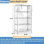 Waterproof Shelf Cover,Durable Dustproof Storage Wire Rack Covers,Outdoor Shelving Covers for Wire Shelves with Zipper 36''x16''x72'',Clear,Cover Only