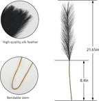 Artificial Pampas Grass Plumes, 50 Stems, 21.6 Inch, Black Faux Decor