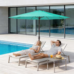MEWAY 12ft Patio Umbrella Outdoor Table Umbrellas with Crank, Market Umbrella 8 Sturdy Ribs for Deck, Garden, Pool and Backyard, Turquoise