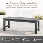 Stoog Outdoor Bench, 2-Person Outdoor Poly Lumber Backless Bench, Weatherproof Garden Bench, Never Rot or Fade, Suit for Church, Backyard, Porch and Park, Grey