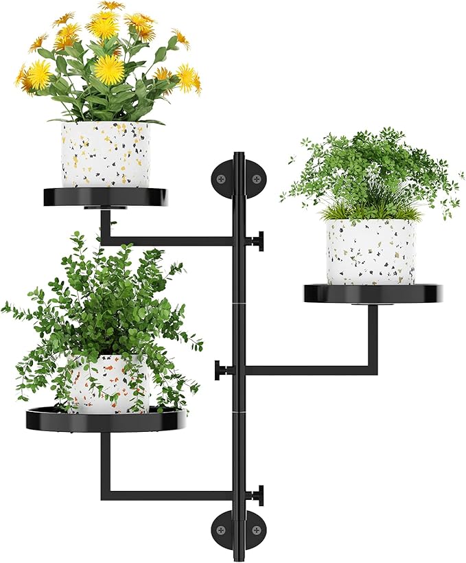 Window Plant Shelves Plant Shelf Indoor Metal Plant Stand Rotating Window Shelf for Plants 3 Tier Plant Stand Wall Plant Holder Wall Planters for Indoor Plants, Outdoor Plant Stands for Patio, Black