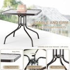 TLSUNNY Patio Dining Set 5 Pieces, All Weather Outdoor Furniture W/30"X 30" Table and 4 Stackable Textilene Chairs, Metal Table and Chairs for Patio, Lawn, Garden, Poolside, Backyard (Beige)
