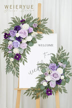 Artificial Flower Swags, Purple Silk, Pack of 2 for Wedding Arch Decor