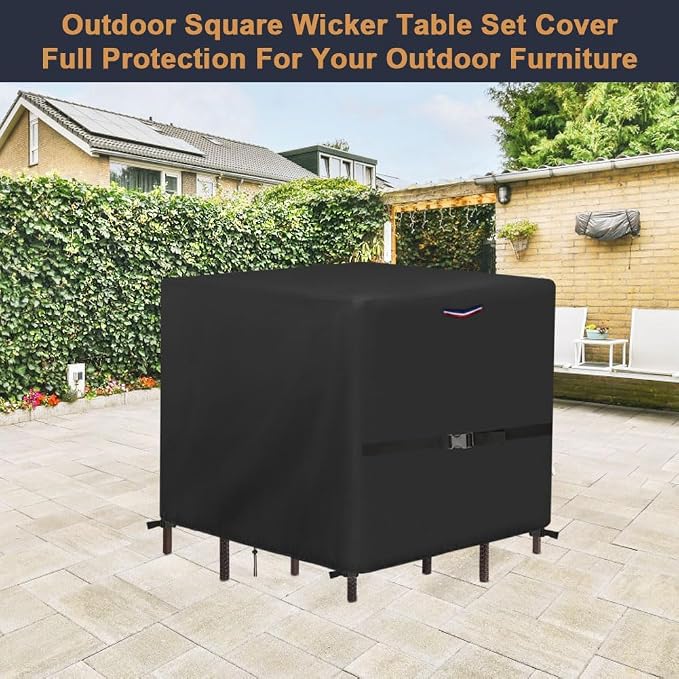 Outdoor Dining Table Cover, Waterproof Outdoor Patio Table Cover Patio Bar Set - Image 6