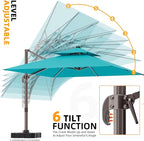 10' X 13' Outdoor Patio Umbrella Large Rectangle Cantilever Umbrella Heavy Duty 360°Rotation Offset Umbrella for Garden Deck Pool Patio,Turquoise
