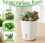 10 Sets 4" Self Watering Pots for Indoor Plants, Plastic Self Watering Planter Pots with Visual Water Level Clear Inner Cup and Multiple Vents for House Plants, Flowers, African Violets