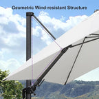 PURPLE LEAF 9' X 12' Left-right Tilt Patio Umbrella Outdoor Cantilever Swivel Rectangle Umbrella Aluminum Offset Umbrella with 360-degree Rotation for Garden Deck Pool Patio White