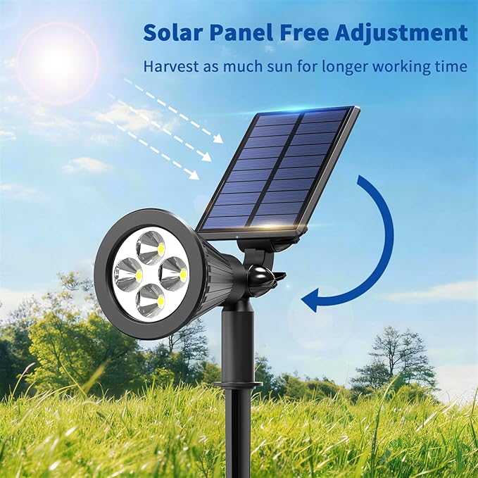 Solar Lights Outdoor Waterproof IP65,6500K Super Bright LED,2 Lighting Modes, Solar Powered Yard Garden Solar Spot Lights for Flag Landscape Auto On/Off-1 Pack