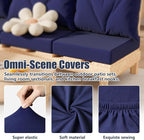 Cushion Covers, 8 Pack Navy Blue Stretch Fit for Outdoor Patio Chairs