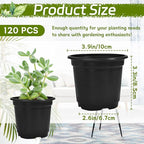 120 Packs Flexible Plastic Nursery Pots,4 Inch Thickened Soft Plastic Pots with Drainage Holes,Garden Seedling Pot for Succulents,Transplanting,Cuttings(Black)