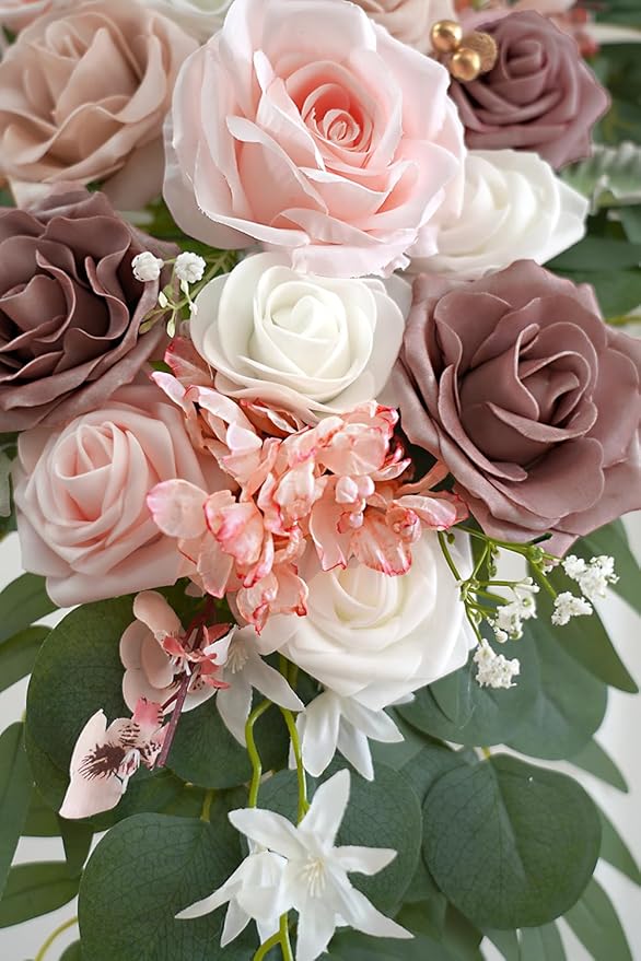 Artificial Flowers Wedding Arch Swag Kit, Dusty Rose, 26 Ft Draping
