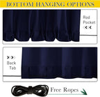 NICETOWN Canvas Outdoor Curtains for Paito 2 Panels, Dark Blue, W52 x L84 per Panel - Waterproof & Windproof Sun Shades with Grommet & Back Tab & Rod Pocket, Free Rope Included for Bottom Fixing