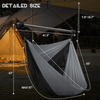 Hammock Swing Chair for Outdoor & Indoor, Lightweight & Portable, Perfect for Adults & Camping (Black, Gray)
