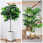 2 Pack Plant Stand with Wheels, 12" Rolling Plant Stand 264 LBS Heavy Duty Wooden Square Plant Caddy with Metal 360° Lockable Caster Wheels for Outdoor Indoor Large Plant Pots, Flower Pot, Patio